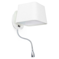 FARO SWEET nástěnná lampa na čtení, bílá, se čtecí lampičkou 1L