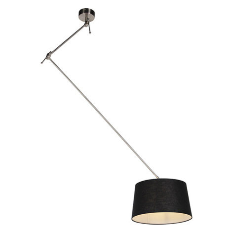 Závěsná lampa s lněným stínidlem černá 35 cm - ocel Blitz I QAZQA
