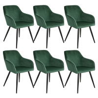 tectake 404028 6x židle marilyn sametový vhled černá - tmavě zelená/černá - tmavě zelená/černá