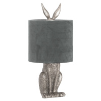 Estila Designová stolní lampa Jarron Silver s podstavcem ve tvaru králíka as černým stínítkem 50