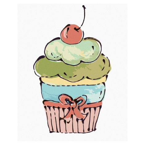 Cupcake s růžovou třešní (Haley Bush), 40×50 cm, vypnuté plátno na rám