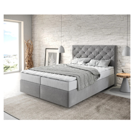 DELIFE Boxspring postel Dream-Great 140x200 cm mikrovlákno šedá s matrací a topperem