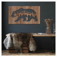 Dřevěný obraz na zeď - Medvěd a hory