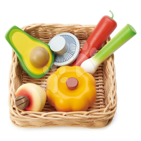 Dřevěný košík se zeleninou Veggie Basket Tender Leaf Toys s dýní avokádem žampionem a cibulkou