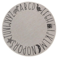 Krémový dětský koberec Ragami Letters, ø 120 cm
