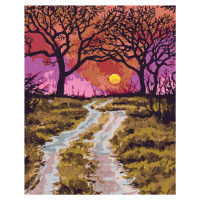 Malování podle čísel - CESTIČKA NA PODZIM A ZÁPAD SLUNCE Rozměr: 80x100 cm, Rámování: bez rámu a