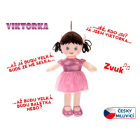 MIKRO TRADING - Panenka Viktorka hadrová 32cm česky mluvící na baterie světle růžová 0m+ v sáčku