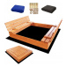 ELIS DESIGN Pískoviště dřevěné s krytem/lavičkami XL předvrtané impregnované premium varianta: i