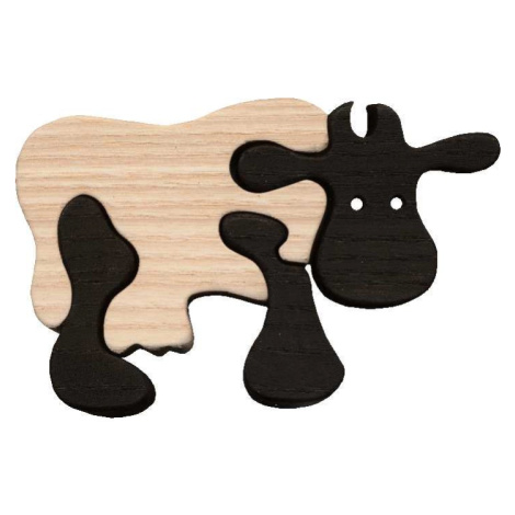 Fauna Dřevěné vkládací puzzle z masivu Malá kráva černá
