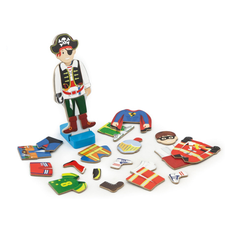 Viga Toys Dřevěné magnetické oblékací puzzle Viga, 8 postav
