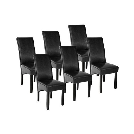 6× Jídelní židle ergonomické, masivní dřevo, černá tectake