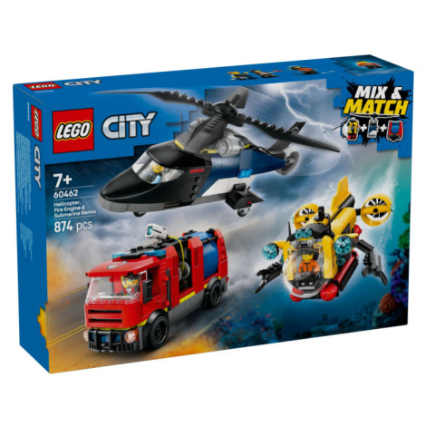 LEGO® City 60462 Remix: Helikoptéra, hasičský vůz a ponorka