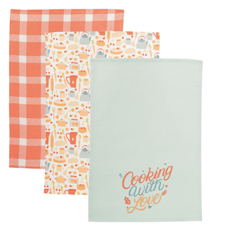 Set 3 kusů bavlněných utěrek COOKING WITH LOVE 40x60 cm 100% bavlna MyBestHome