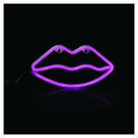 ACA Lighting neonová nástěnná dekorace LIPS, 50 LED na baterie 3xAA/USB, růžová, IP20, 15x2.3x36