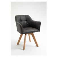 Estila Moderní designová židle Devon s antickým šedým čalouněním as hnědým dřevěnýma nohama 83cm