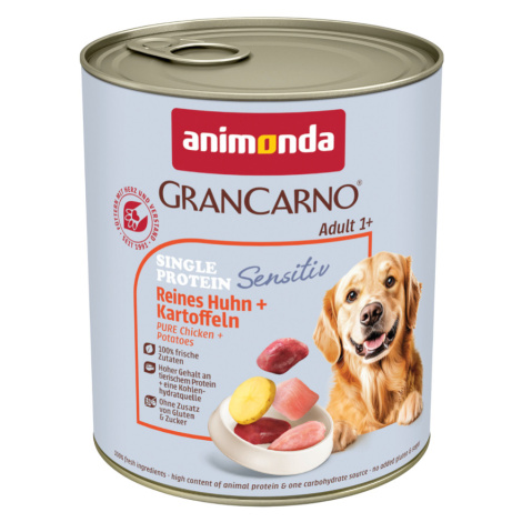 Animonda GranCarno Adult Sensitive 24 × 800 g - výhodné balení - čisté kuřecí & brambory
