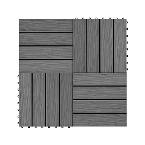 SHUMEE WPC Terasové dlaždice embosované 30 × 30 cm, 11 ks, 1 m2, šedé