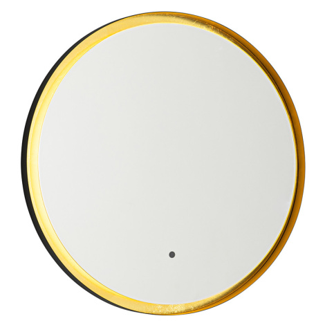 Koupelnové zrcadlo černé se zlatem včetně LED a dotykového stmívače - Pim QAZQA
