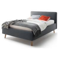 Tmavě šedá čalouněná dvoulůžková postel s úložným prostorem s roštem 140x200 cm Mattis – Meise M