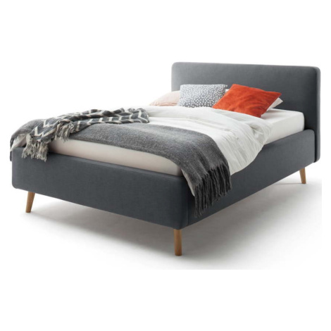 Tmavě šedá čalouněná dvoulůžková postel s úložným prostorem s roštem 140x200 cm Mattis – Meise M Meise Möbel