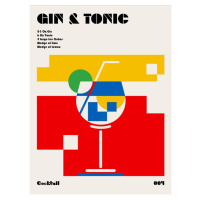 Ilustrace Gin a Tonic Bauhaus Cocktail, Retrodrome, 30 × 40 cm