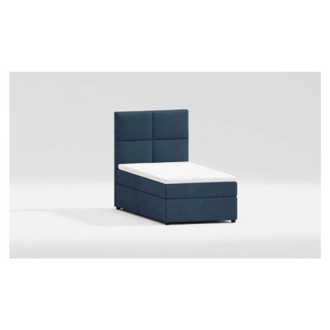 Tmavě modrá čalouněná jednolůžková postel s úložným prostorem s roštem 90x200 cm Lena – Ropez