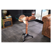Estila Koloniální kulatý příruční stolek Helice s nohou v měděné barvě s designem lodního šroubu