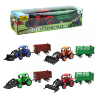 Traktor zemědělský 9cm set s vlečkou a nástrojem 4 druhy