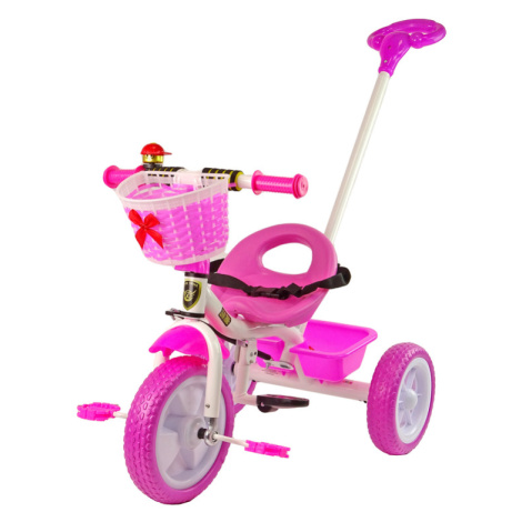 mamido  Dětská tříkolka s vodící tyčí PRO100 růžová