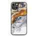 TopQ Kryt LUXURY iPhone 14 pevný Marble šedo-zlatý 111284