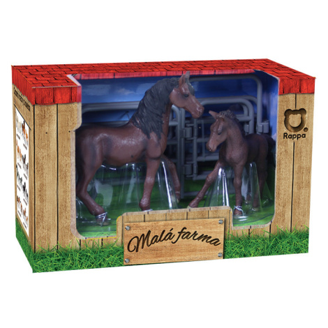 RAPPA - Sada koně 2 ks s ohradou čokoládově hnědý