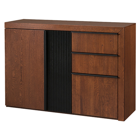 Szynaka Komoda Paris II 46 130 cm z masivu s LED osvětlením dub antický/černá