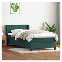 vidaXL Box spring postel s matrací tmavě zelená 90x210 cm samet