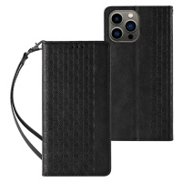 Magnetický řemínek pouzdra Samsung Galaxy S23 Ultra flip cover peněženka mini lanyard stand blac