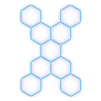 Escape6 Kompletní LED hexagonové svítidlo modré, rozměr 9 elementů 246 × 386 cm tvar X