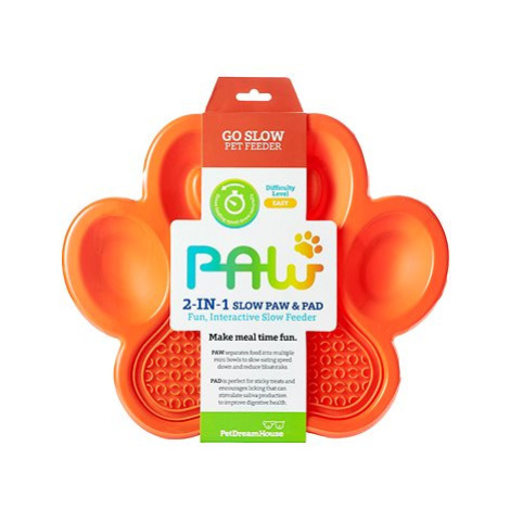 PetDreamHouse Interaktivní miska proti hltání Paw s lízací podložkou oranžová 36cm