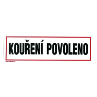 Tabule informační Kouření povoleno 210×70 mm