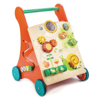 Dřevěné chodítko zahrada Baby Activity Walker Tender Leaf Toys s různými funkcemi a kostkami od 