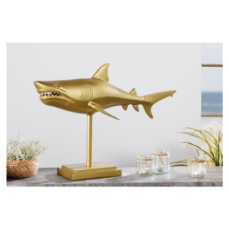 Dekorační socha žralok AMEIS 70 cm Dekorhome Zlatá Invicta Interior