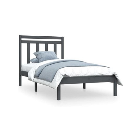 Rám postele šedý masivní dřevo 100 × 200 cm, 3105242 SHUMEE
