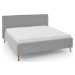 Světle šedá čalouněná dvoulůžková postel s úložným prostorem s roštem 180x200 cm Riva – Meise Mö