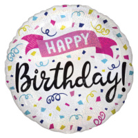 Balónek foliový - Happy Birthday 43 cm
