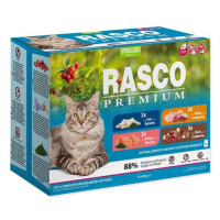 Kapsičky RASCO Premium Cat Pouch Sterilized - 3x salmon, 3x cod, 3x duck, 3x turkey 1020 g