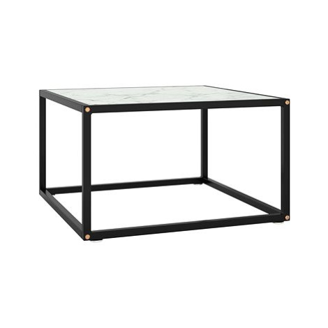 SHUMEE Konferenční stolek černý s bílým mramorovým sklem 60 × 60 × 35 cm, 322873