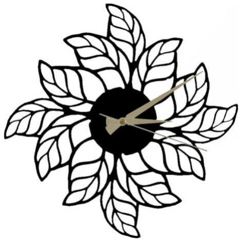 Černé nástěnné hodiny Glozis Leaves Clock, ⌀ 48 cm Wallity