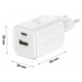 Swissten síťový adaptér GaN 1x USB-C 45W PD + 1x USB-A 18W QC bílý