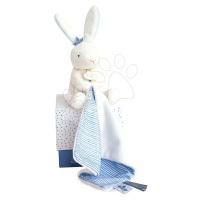 Plyšový zajíček na mazlení Bunny Sailor Perlidoudou Doudou et Compagnie modrý 10 cm v dárkovém b