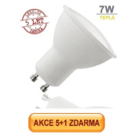 LED žárovka 7W GU10 500lm TEPLÁ, 5+1 ZDARMA