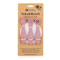 PETITE&MARS Set 3 ks silikonových tréninkových lžiček Take&Match Dusty Rose 6m+