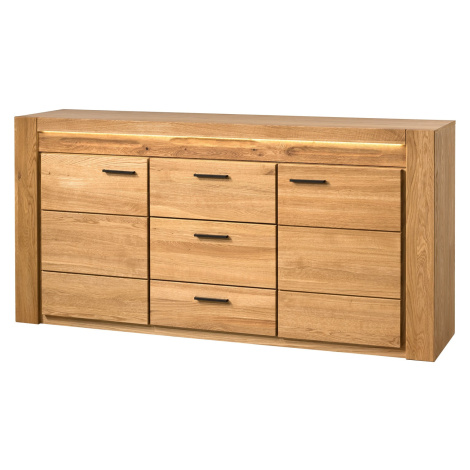 Szynaka Komoda Velvet II 47 181 cm z masivu s LED osvětlením dub přírodní